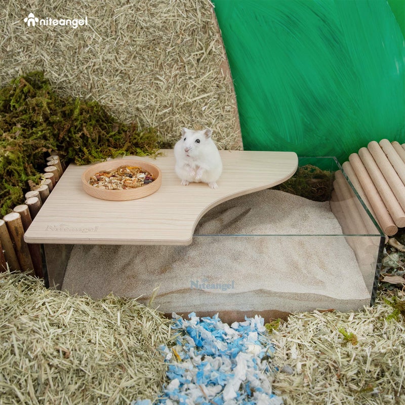 Niteangel Animal Sand-Bath Box: - Acrylic Critter's Sand Bath Shower Room & Digging Sand Container for Hamsters Mice Lemming Gerbils or Other Small Pets (Rectangle, Burlywood) - Image 4
